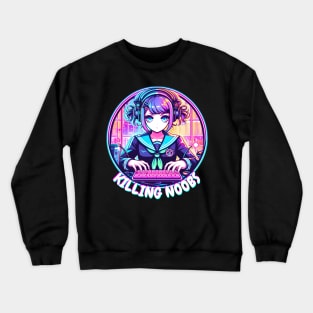 Neon Anime Manga gamer girl Crewneck Sweatshirt